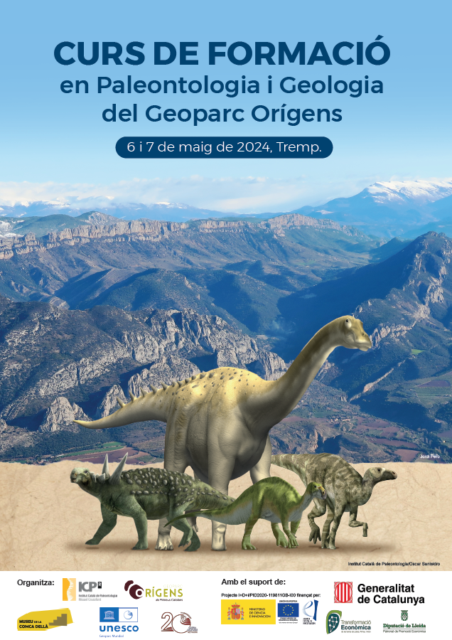 Cartell del "Curs de Formació en Paleontologia i Geologia del Geoparc Orígens"