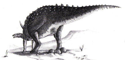 Reconstrucció d’ Struthiosaurus ponent ous Cairanoolithus (A. Amblàs / ICP)