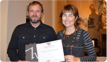 Núria Oliva, presidenta d'Òmnium Alt Urgell i Pere Figuerola, responsable de comunicació de l'Institut