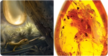 Un rar amfibi fòssil conservat en ambre mostra l’evidència més antiga de llengua projectable